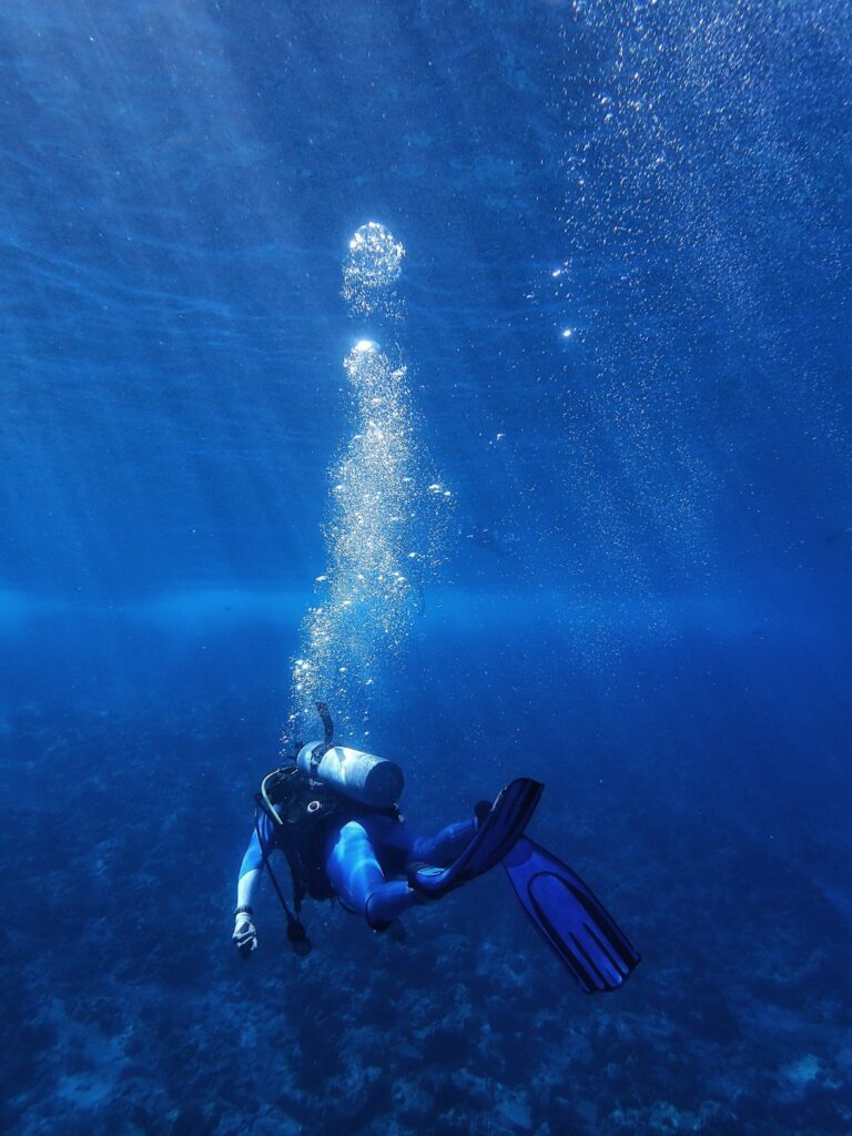 Buzo SotaCero Diving explorando un arrecife en El Masnou, Barcelona